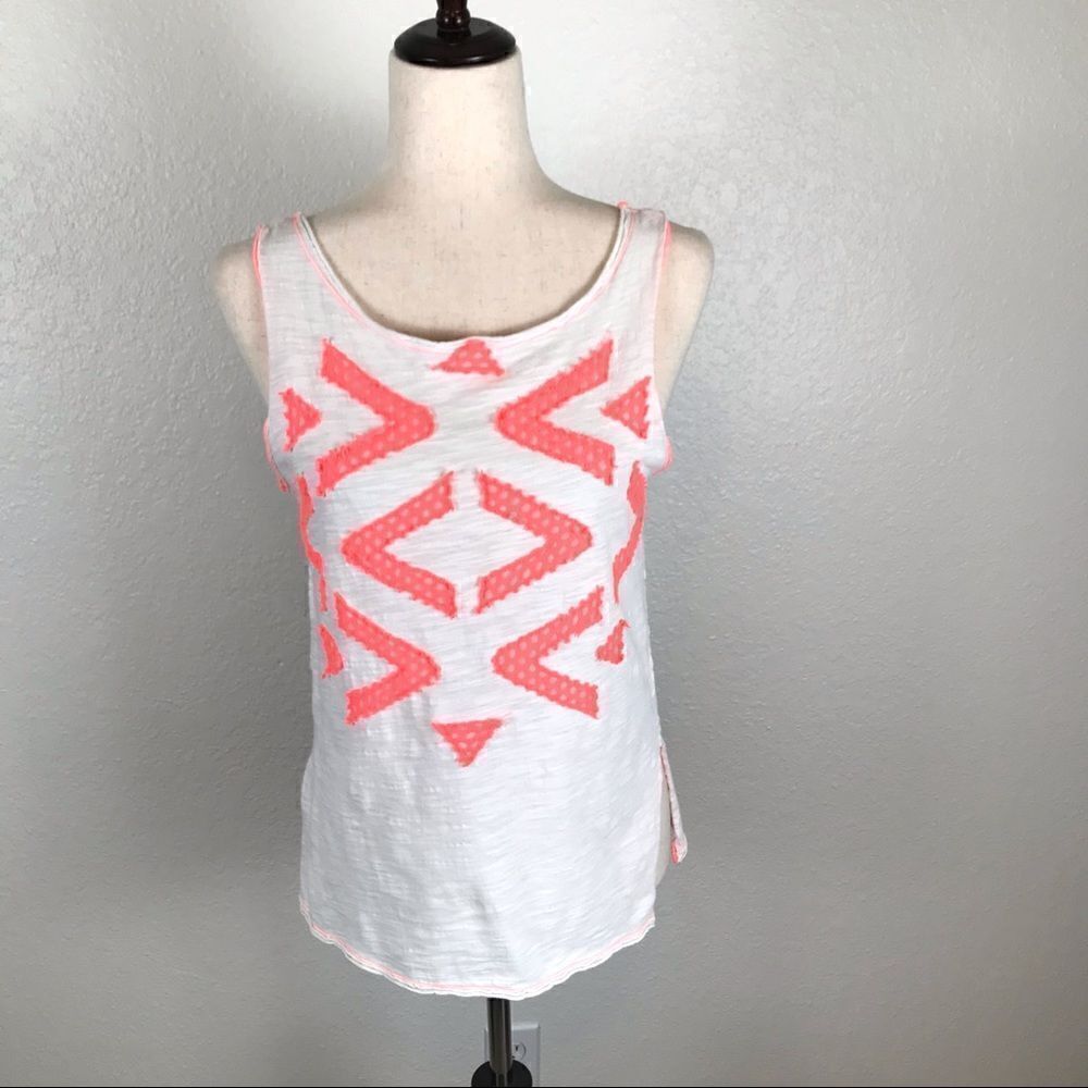 Free People We the Free neon tangerine stitch cotton tank top XS